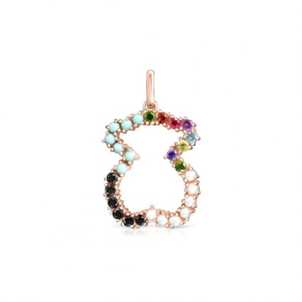 Tous St Valentine Rainbow Gemstone Bear pendant